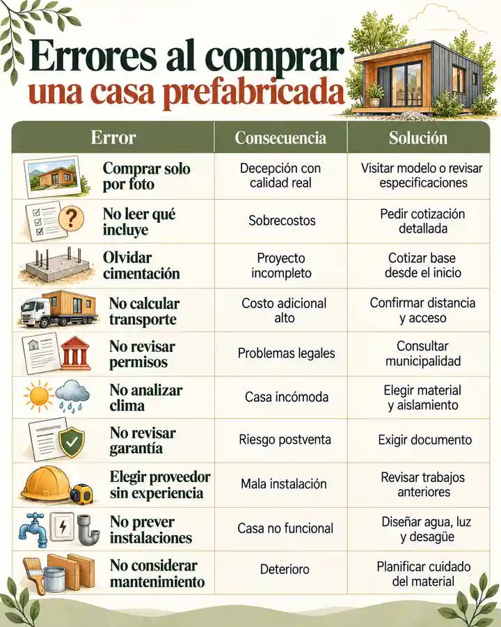 Errores al comprar una casa prefabricada