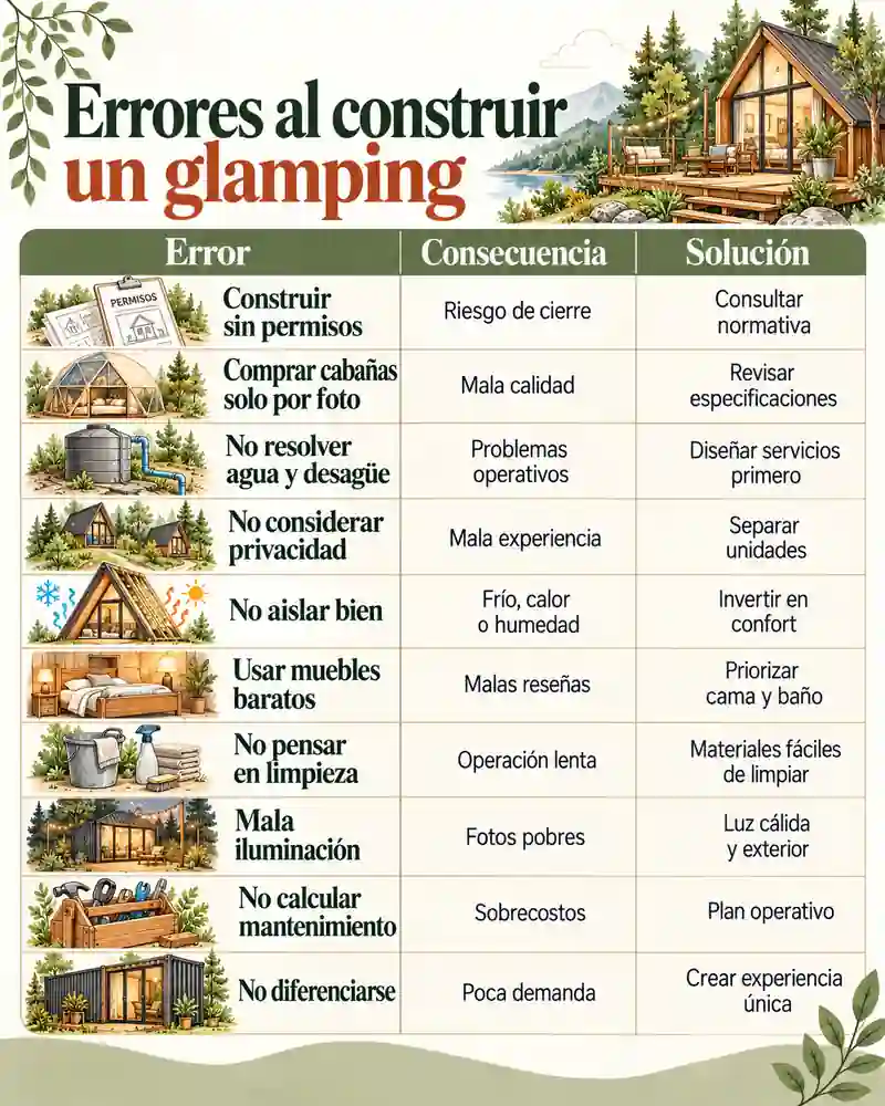 Errores al construir un glamping