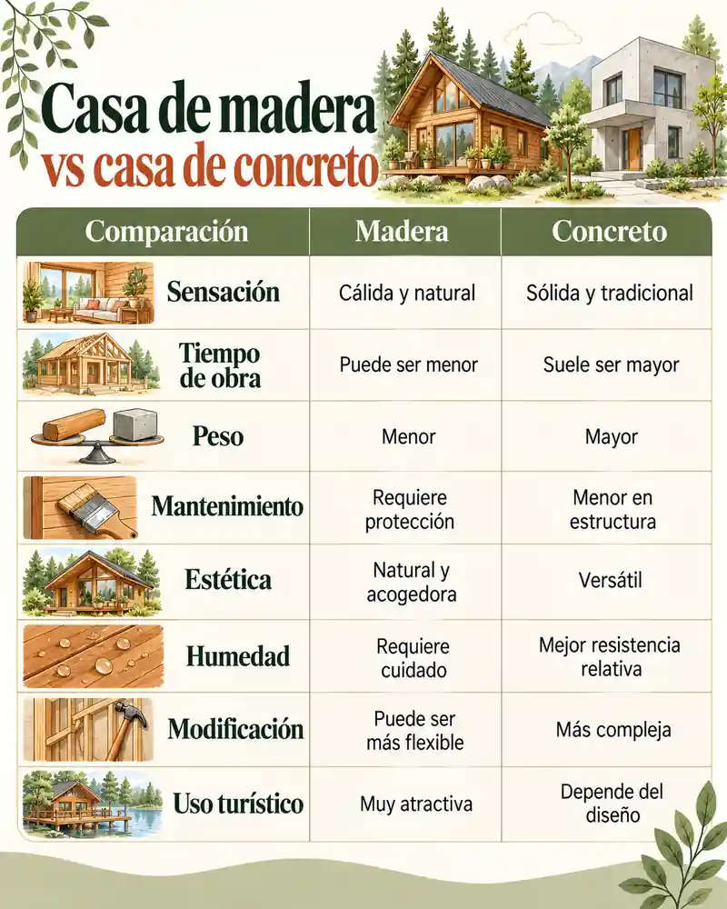 Casa de madera vs casa de concreto