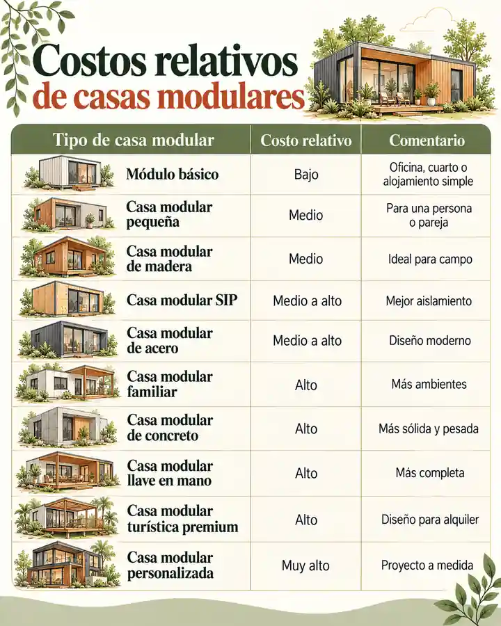 Costos relativos de casas modulares