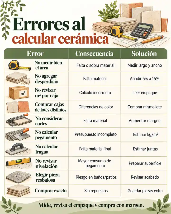 Errores comunes al calcular cerámica