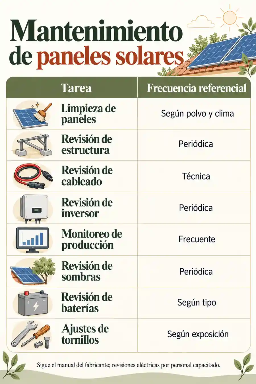 Mantenimiento de paneles solares
