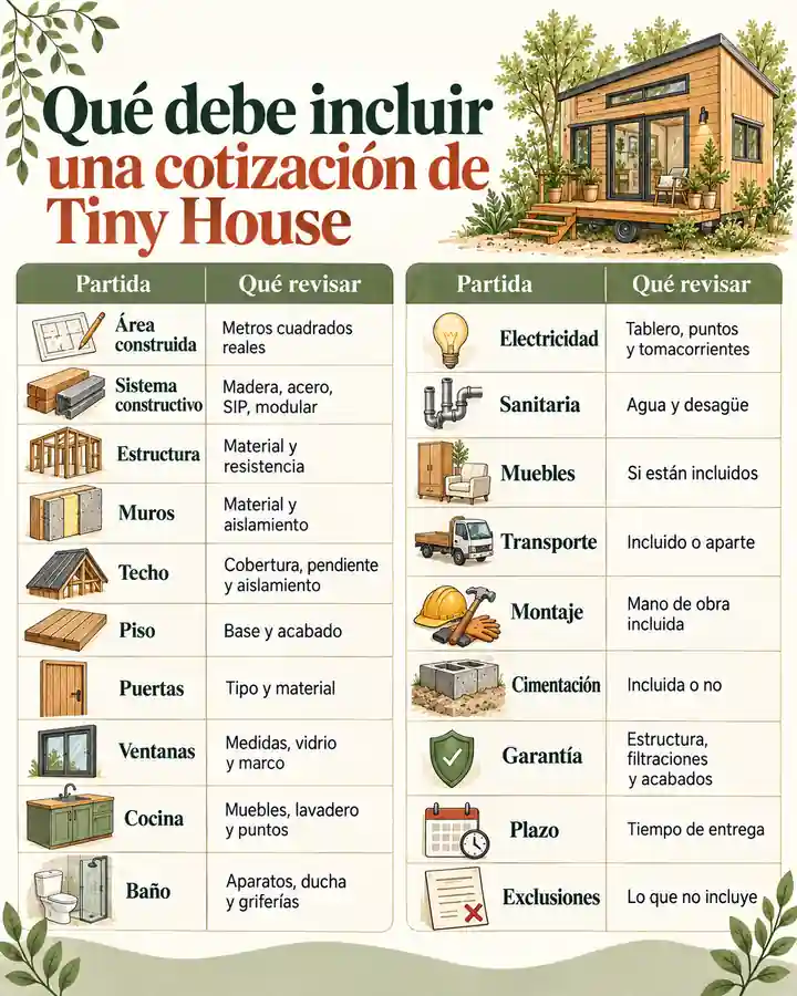 Qué debe incluir una cotización de Tiny House