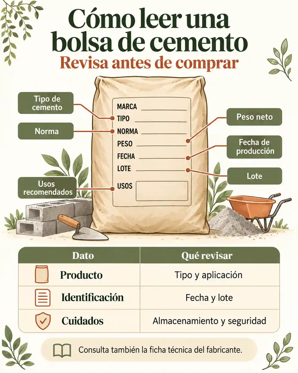 Cómo leer una bolsa de cemento