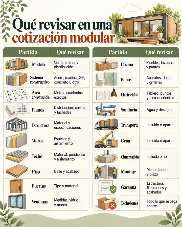 Qué revisar en una cotización modular