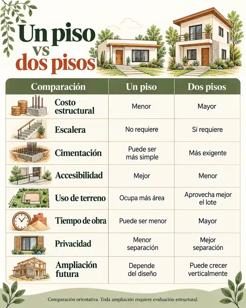Casa de un piso vs dos pisos