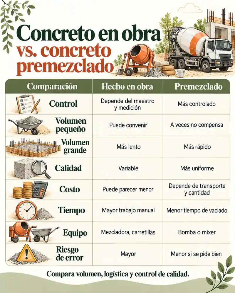 Concreto en obra vs premezclado