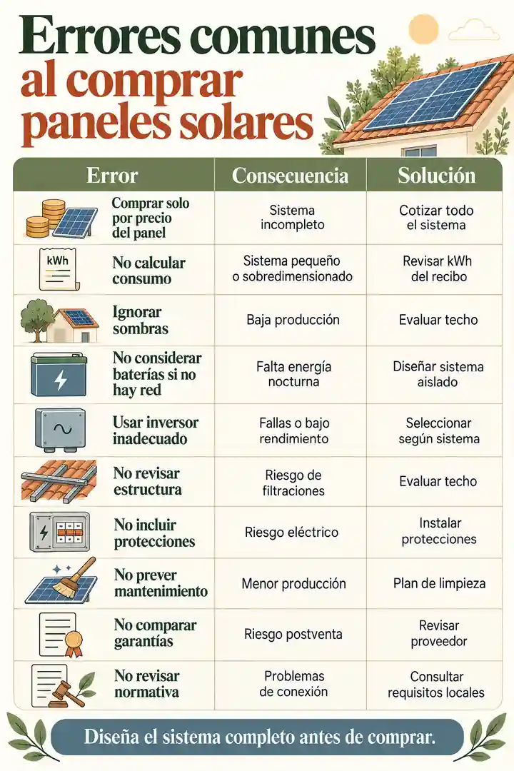 Errores comunes al comprar paneles solares