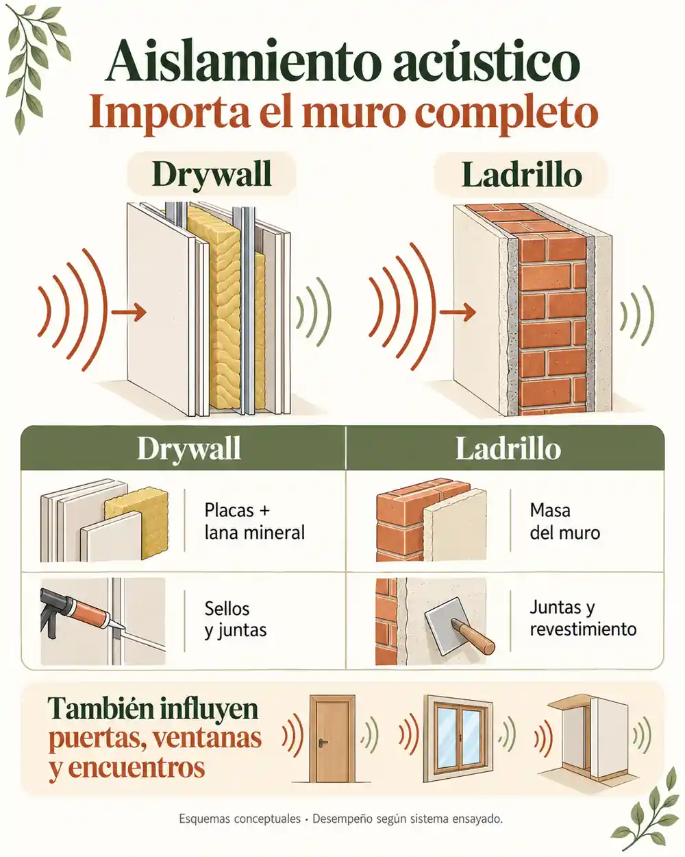 Aislamiento acústico: drywall vs ladrillo