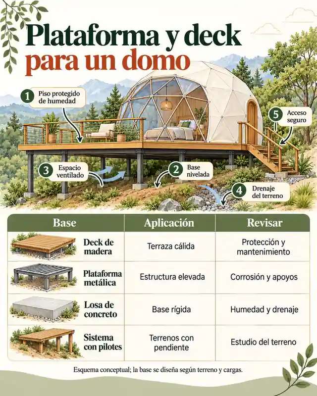 Plataforma y deck para un domo