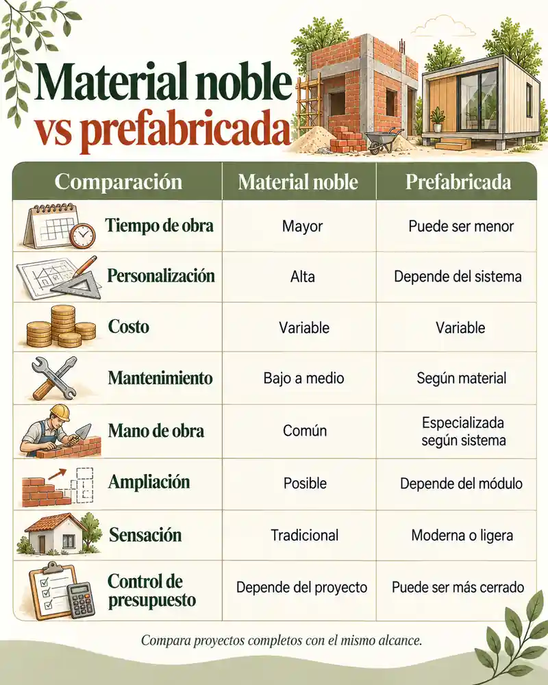 Casa de material noble vs prefabricada