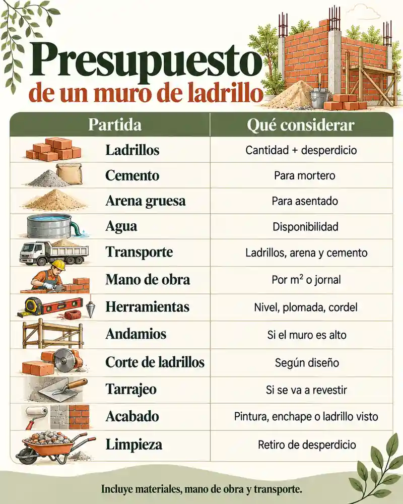 Presupuesto de muro de ladrillo