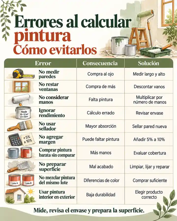 Errores comunes al calcular pintura