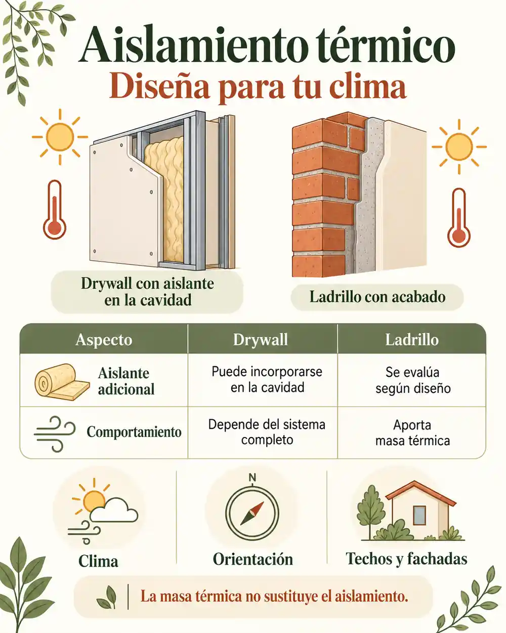 Aislamiento térmico: drywall vs ladrillo