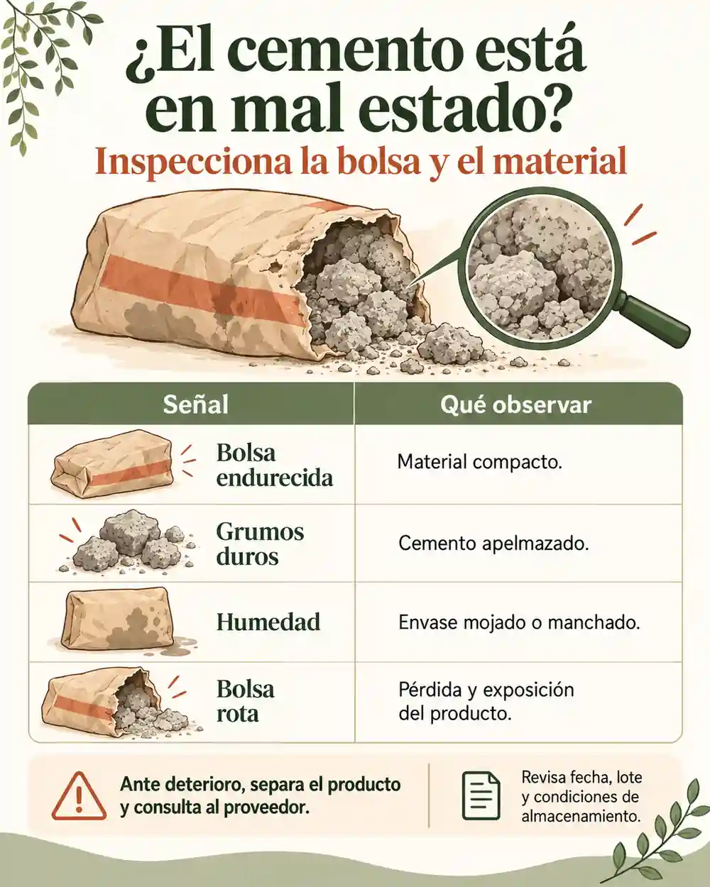 Señales de cemento deteriorado