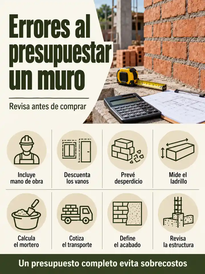 Ocho comprobaciones para evitar errores al calcular materiales y costos de un muro.