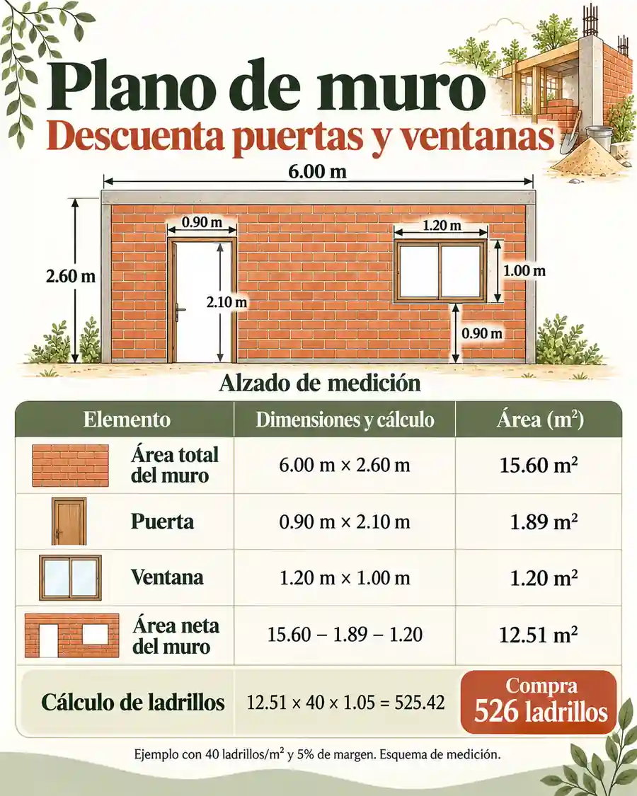 Plano de muro con puerta y ventana