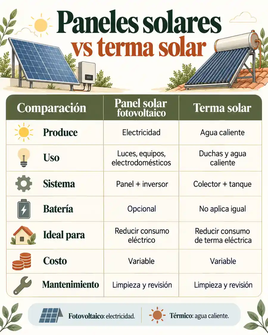 Paneles solares vs terma solar