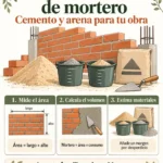 Calculadora de mortero — infografía ilustrada